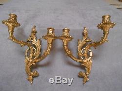 PAIR Antique French solid bronze WALL candle SCONCES