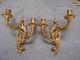 PAIR Antique French solid bronze WALL candle SCONCES