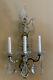 PAIR Antique Sterling Bronze New York Crystal 3 Arm French Wall Sconces 22