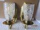 PAIR BRASS & Crystal Sconce Set Wall Mount Electric SCONCE