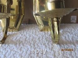 PAIR BRASS & Crystal Sconce Set Wall Mount Electric SCONCE