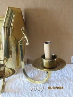 PAIR BRASS & Crystal Sconce Set Wall Mount Electric SCONCE