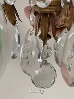 PAIR Baltic Crystal Beaded Bronze Tole French Wall Sconces Chandelier 21