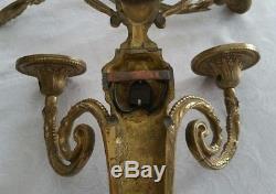 PAIR Bronze Italian Wall Sconces 1950 Vintage Antique Ornate French Styled Brass