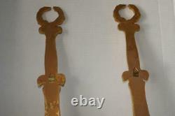 PAIR CARVED GOLD GILT WALL SHELF SCONCES w WELL FOR PLATE SMALL PAINTING 25T