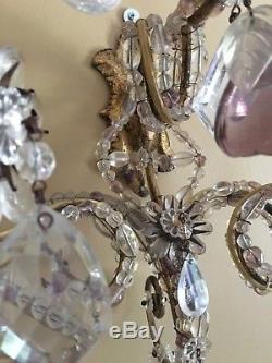 PAIR Crystal Fruit Flower Beaded Chandelier Wall Sconces Maison Bagues Style
