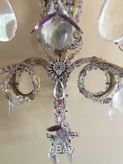 PAIR Crystal Fruit Flower Beaded Chandelier Wall Sconces Maison Bagues Style