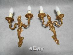 PAIR French ANTIQUE rocaille bronze WALL Light SCONCES