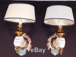 PAIR Human Hand/Arm/Torch Wall Sconces Chinese Porcelain/Brass Vintage Lamps