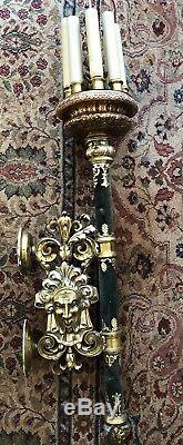 PAIR Massive Vintage Baroque Style Wall Sconces Gothic Faces 47 Theatrical