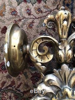 PAIR Massive Vintage Baroque Style Wall Sconces Gothic Faces 47 Theatrical