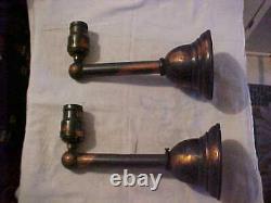 PAIR Matching IIndustrial Era Japanned Copper Oxide Brass ELECTRIC Wall Sconces