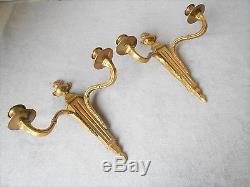 PAIR OF Antique French bronze WALL Light SCONCES / CANDLES
