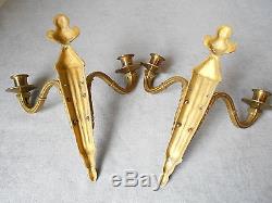 PAIR OF Antique French bronze WALL Light SCONCES / CANDLES