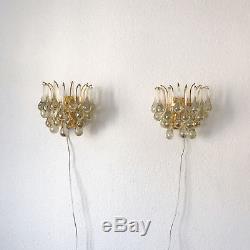 PAIR OF Mid Century PALWA Glass TEAR DROPS 2-Ligths WALL LAMPS Lights SCONCES
