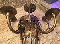 PAIR Vintage Huge Massive Wall Candle Sconces 5 Arms Wall Decor Gothic 24x 17