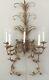 PAIR Vintage Italian Crystal Wall Sconces 39 5 light Wall Chandelier Tole
