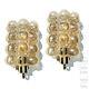 PAIR Vintage Wall Lights Lamps Sconces Bubble Amber Glass Mid-Century Modern