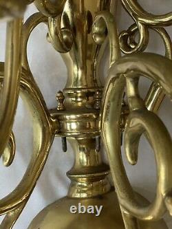PAIR Virginia Metalcrafters Brass Wall Sconces Candelabra Colonial Williamsburg