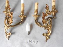 PAIR of Antique French solid bronze WALL Light SCONCES