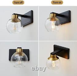 PAZALA 2 Pack Black and Gold Wall Lights for Bedroom Modern Wall Sconces Set