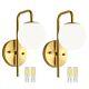 PEESIN Gold Wall Sconces, Brushed Brass Wall Sconces Set of Two, Globe Wall S