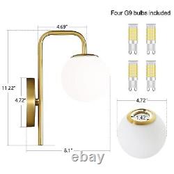 PEESIN Gold Wall Sconces, Brushed Brass Wall Sconces Set of Two, Globe Wall S