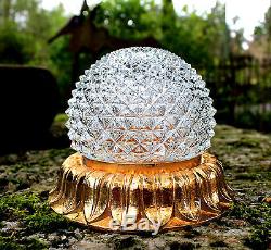 PETITE GILT CRYSTAL LIMBURG LABELED SCONCE WALL CEILING FLUSH LAMP 1960s 60s