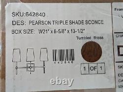 POTTERY BARN Pearson Triple Shade Sconce-Tumbled Brass-OPEN BOX