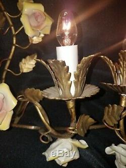 PR Antique Gold Regency Ornate Tole Wall Sconces Electric Light Candelabra ITALY