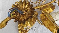 Paar Wandlampe n Florentiner Italian Gilt Tole Gold Wall Sconce XL