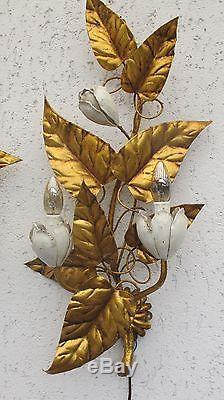 Paar Wandlampe n Florentiner Italian Gilt Tole Gold Wall Sconce XL