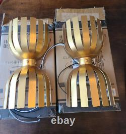 Pair(2)114-141 ELK OLYMPIA 2-LIGHT DOUBLE WALL SCONCES ANTIQUE GOLD LEAF14TALL