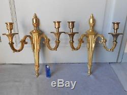 Pair ANTIQUE French MASSIVE BRONZE WALL CANDLE SCONCES EMPIRE