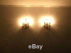 Pair Antique 1920 Lowry Cast Iron Wall Sconce #2034 Fully Restored