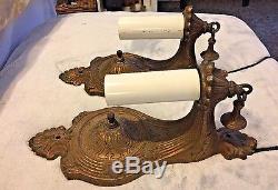 Pair Antique ART DECO Sconce Wall Light Cast Iron Switched 1920's EXCELLENT COND