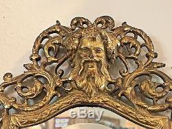 Pair Antique Bradley & Hubbard Bacchus Mirror Wall Sconces Cast Iron Brass Wash