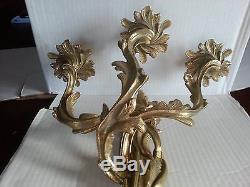 Pair Antique French Louis XV Rococo Style Bronze Wall Sconce