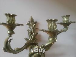 Pair Antique French Louis XV Rococo Style Bronze Wall Sconce