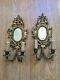 Pair Antique French Mirror Sconces Electric Wall Lights Decorated With Cherubs