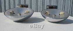 Pair Art Deco Style Chrome & Gold Bowl/Dish Wall Sconce Lamp Light Fixtures yqz