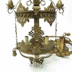 Pair Currey & Company Antique Gold Gilt French Tole Shabby Wall Sconce Lamp