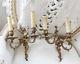 Pair French Bronze Wall Sconces Gorgeous Patina Antique