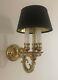 Pair French Colonial Brass Bouillotte Wall Sconce Lamp 3 Lights