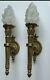 Pair French Empire Neoclassical Style Bronze Brass Torch Torchiere Wall Sconces