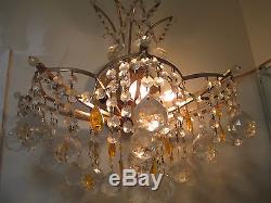 Pair French satin bronze finish Metal/Crystal 3 lights wall Sconces/chandeliers