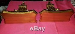 Pair Italian Hand Carved Wood Gold Gilt Vintage large Corbels/wall shelf/sconce