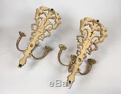 Pair Large Old Carved Wood Italian Gilt Gold Wall Sconces