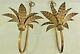 Pair Large Vintage 26 Gold FLOWER Wall Candle Holder Sconces CAN BE ELECTRIC