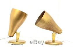 Pair Mid century modern BRASS LAMPS MCM SPACE AGE SPOTLIGHT wall sconce set of 2